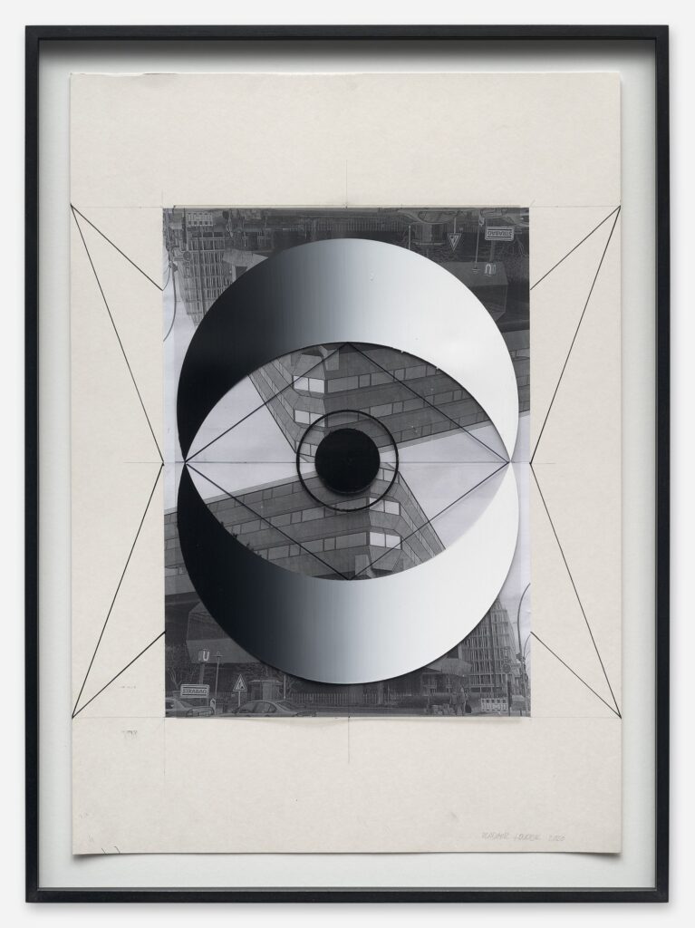 Untitled, acrylic, fix ink, foil and collage on paper, 61x46 cm, frame 68x53cm, 2020