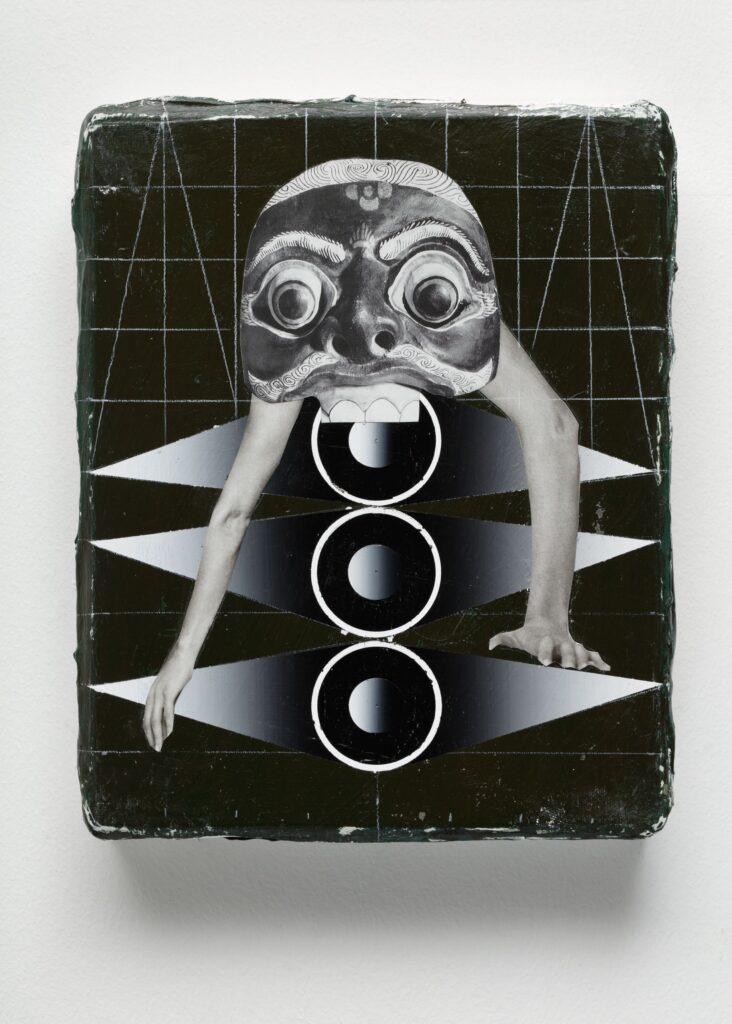 Untitled, acrylic, paper and oil pastel on canvas, 30x24cm, 2018