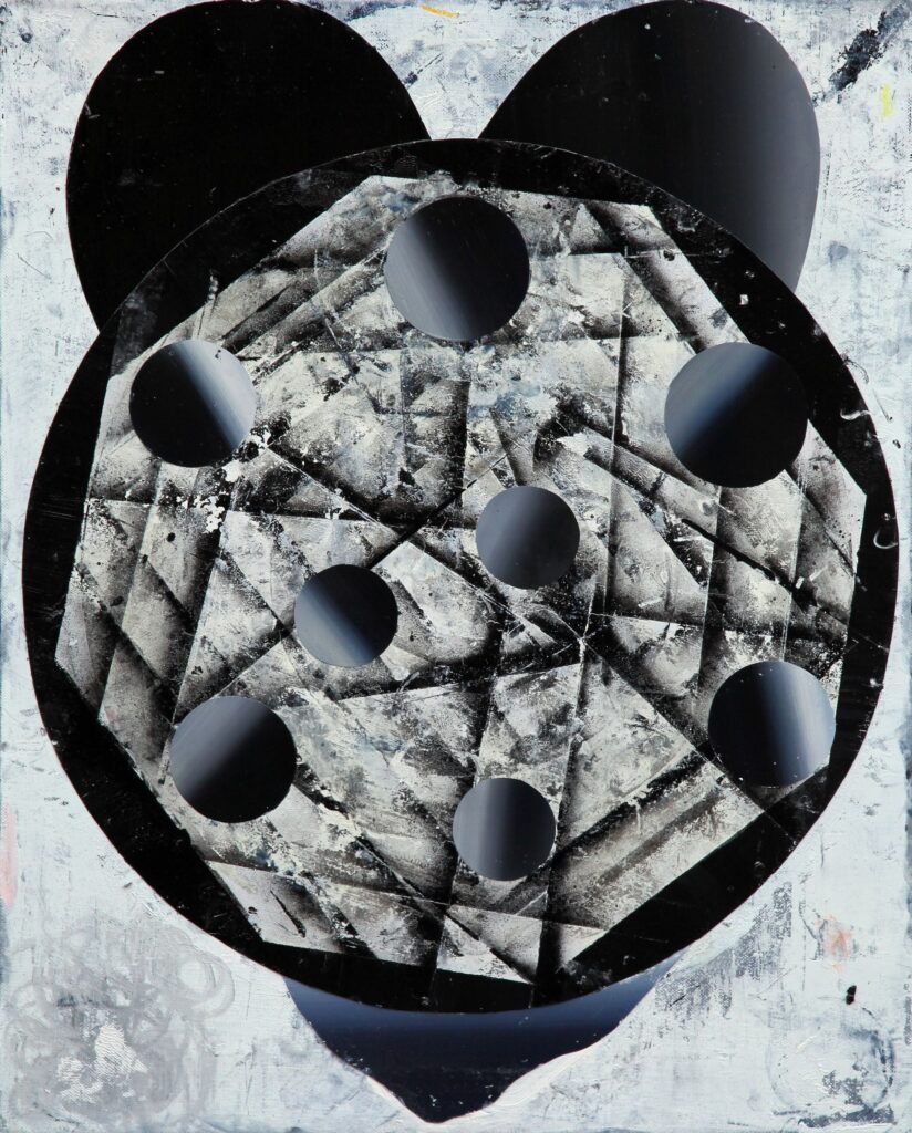 Intonance, oil and paper on canvas, 60x48cm, 2012