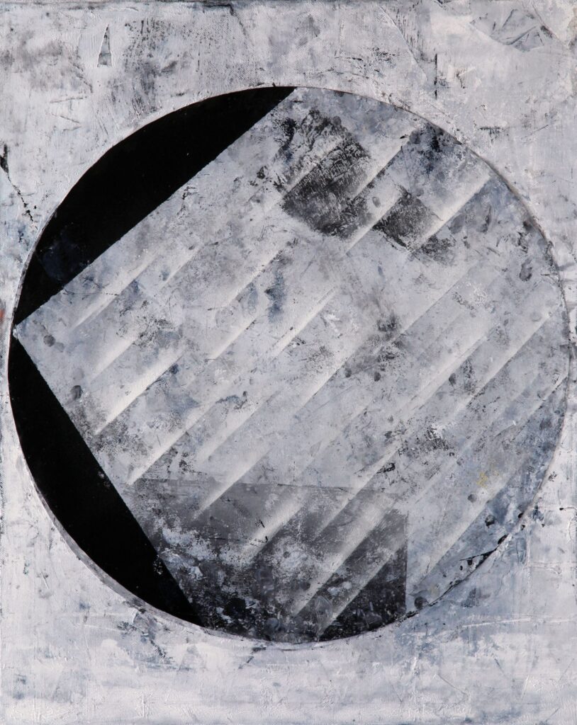 UNTITLED (rust and sludge), oil and paper on canvas, 60x48cm, 2012