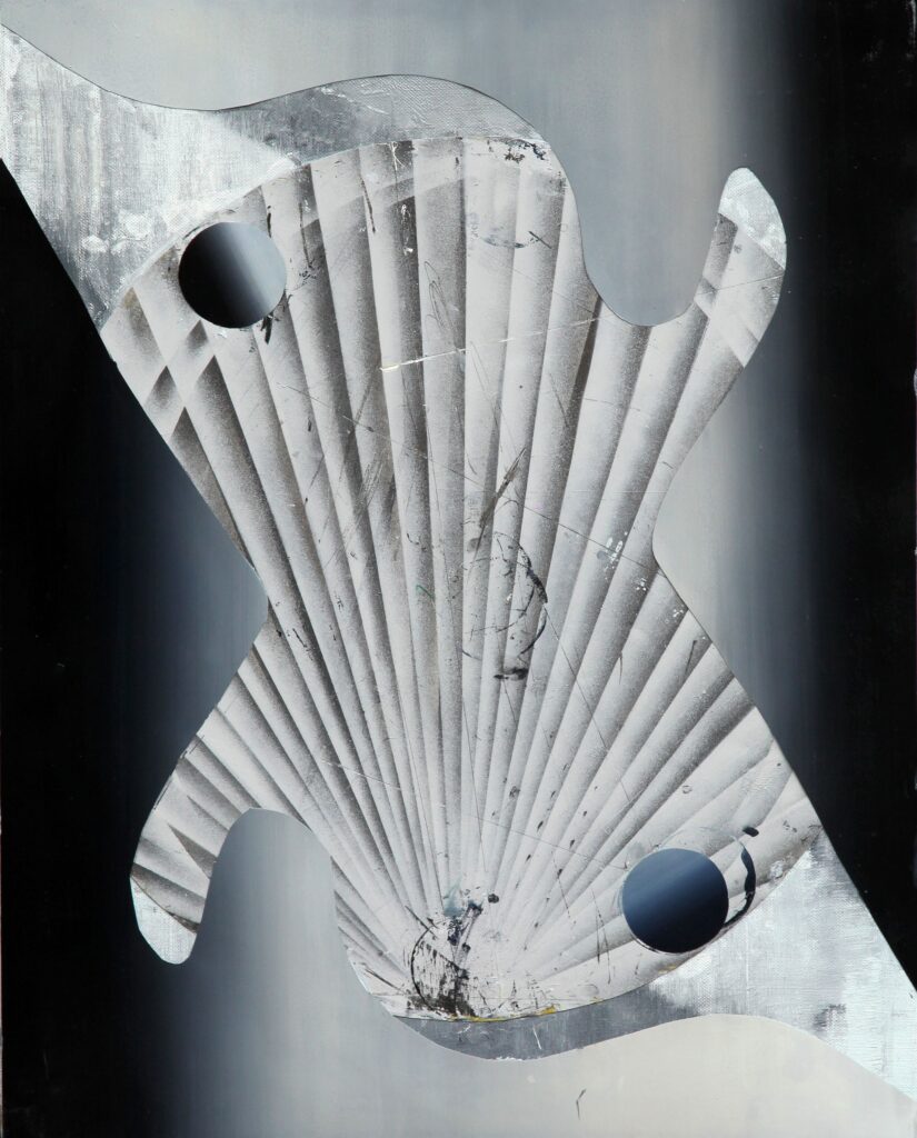 Hiss, oil and paper on canvas, 60x48cm, 2012