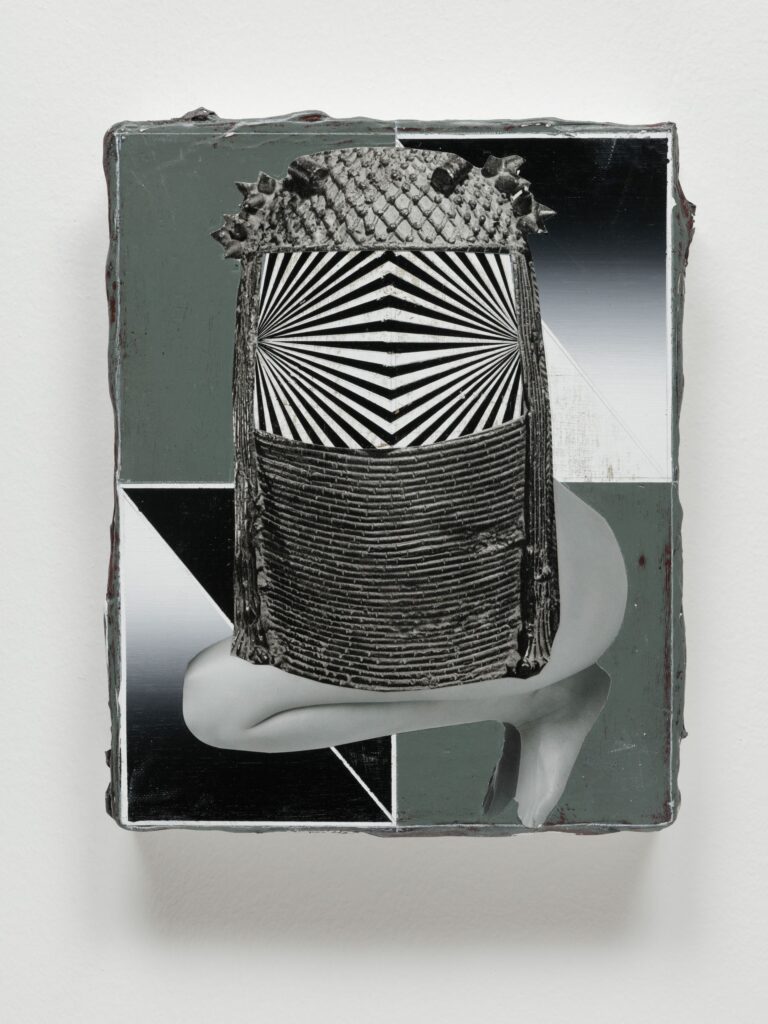 Untitled (Identity), acrylic, wax pastel and paper on canvas, 30x24cm, 2019