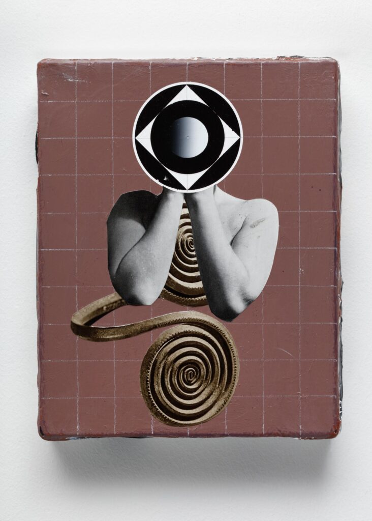 Untitled, acrylic, paper and oil pastel on canvas, 30x24cm, 2018