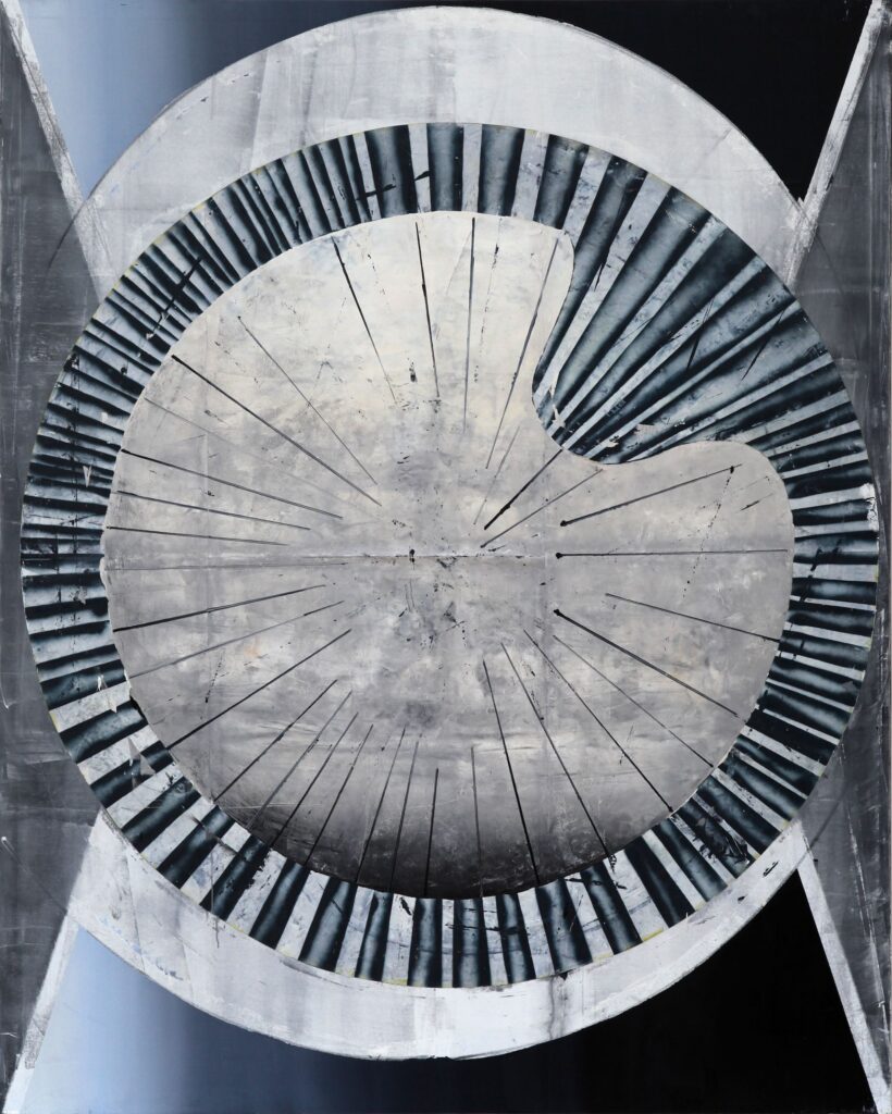 Margrit's horizon, 230x185cm, oil and paper on canvas, 2012