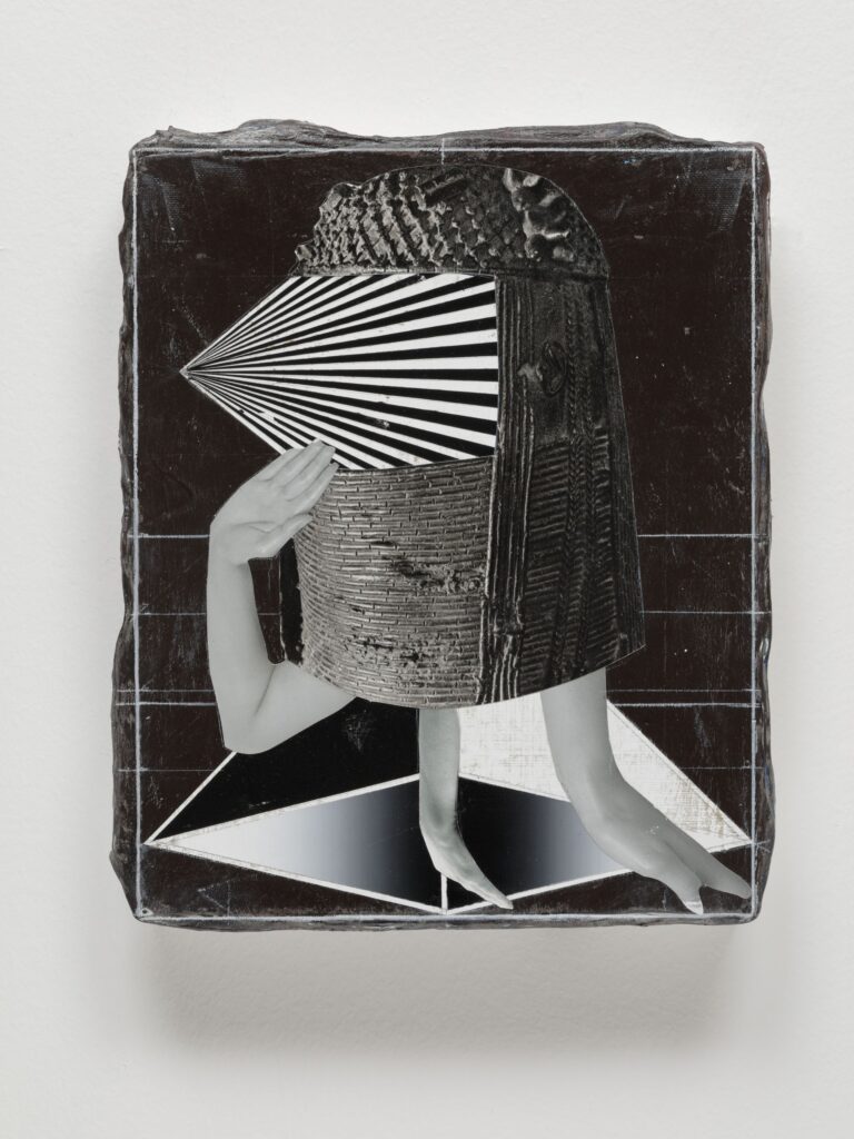 Untitled (Identity), acrylic, wax pastel and paper on canvas, 30x24cm, 2019