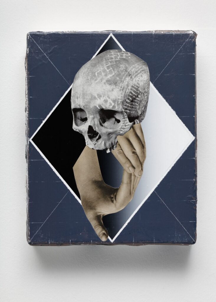 Untitled, acrylic, paper and oil pastel on canvas,30x24cm, 2018