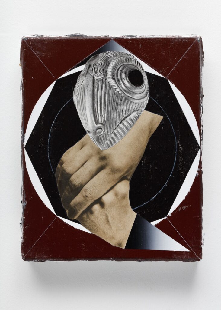 Untitled, acrylic, paper and oil pastel on canvas, 30x24cm, 2018