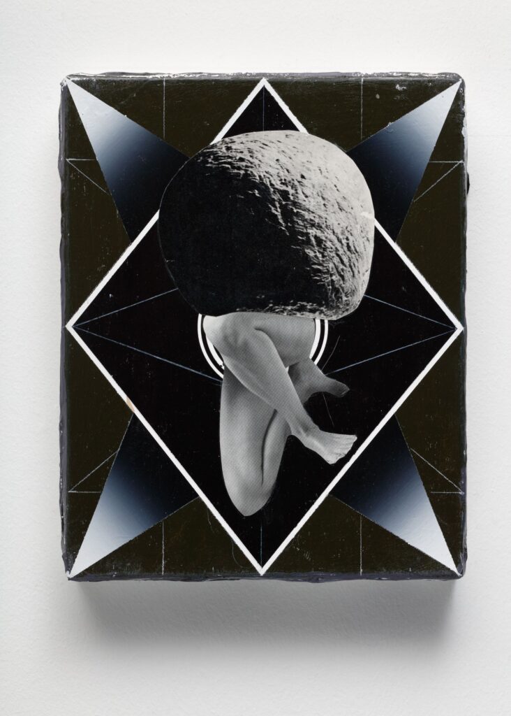 Untitled, acrylic, paper and oil pastel on canvas, 30x24cm, 2018