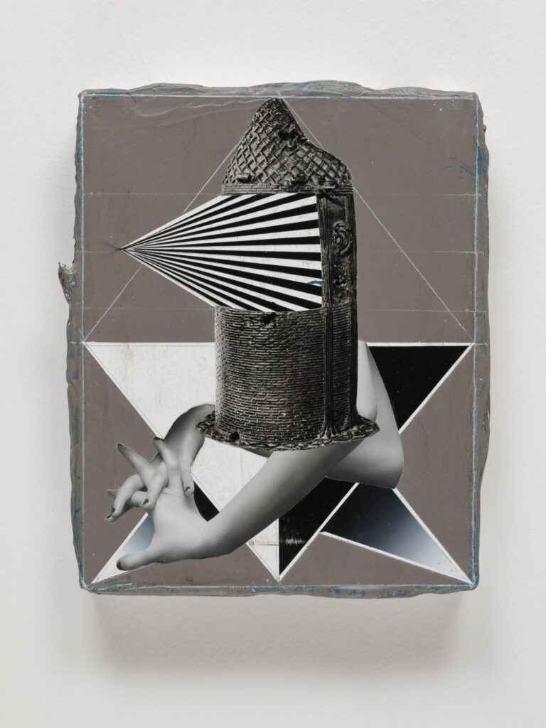 Untitled (Identity), acrylic, wax pastel and paper on canvas, 30x24cm, 2019