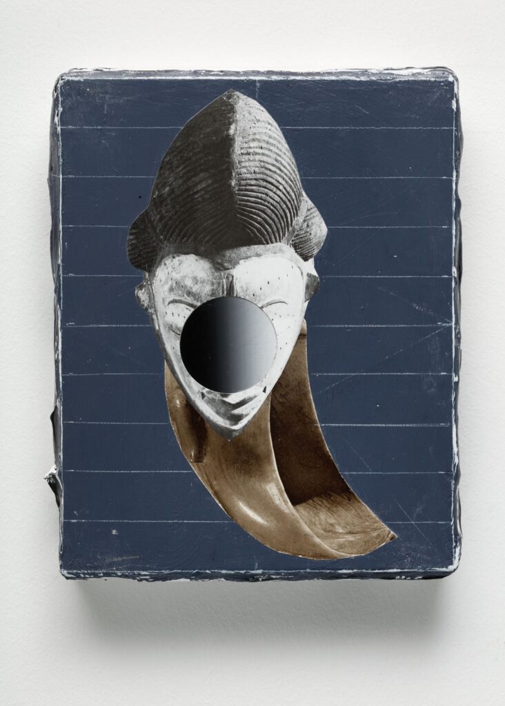 Untitled, acrylic, paper and oil pastel on canvas,, 30x24cm, 2018