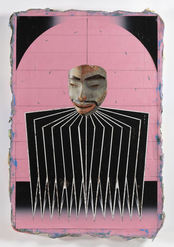 Untitled (Kabuki II), acrylic and collage on canvas, 90x60cm, 2022