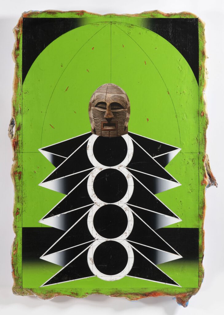 Untitled (Kabuki II), acrylic and collage on canvas, 90x60cm, 2022