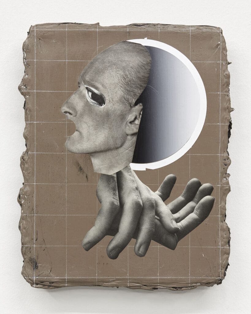 Untitled, acrylic, oil pastel and paper on board, 40x30cm, 2018