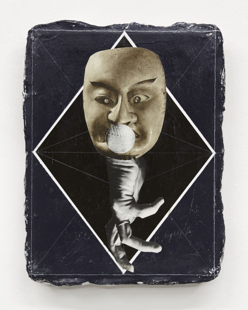 Untitled, acrylic, oil pastel and paper on board, 40x30cm, 2018