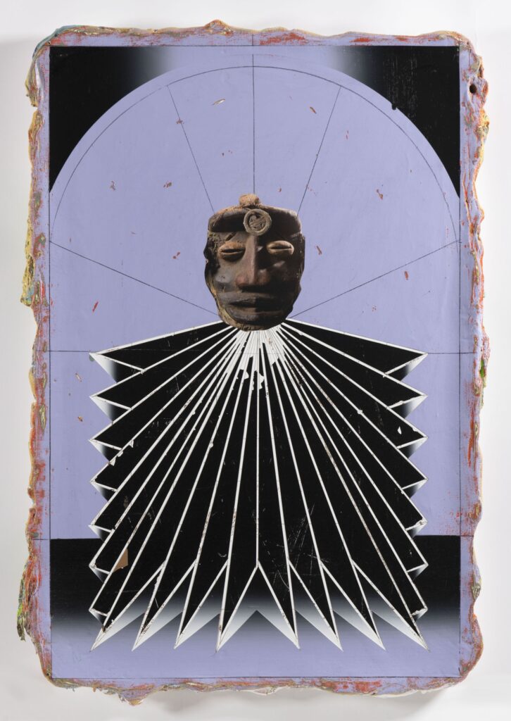 Untitled (Kabuki II), acrylic and collage on canvas, 90x60cm, 2022