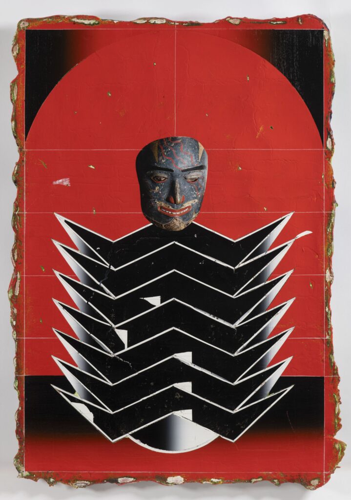 Untitled (Kabuki II), acrylic and collage on canvas, 90x60cm, 2022