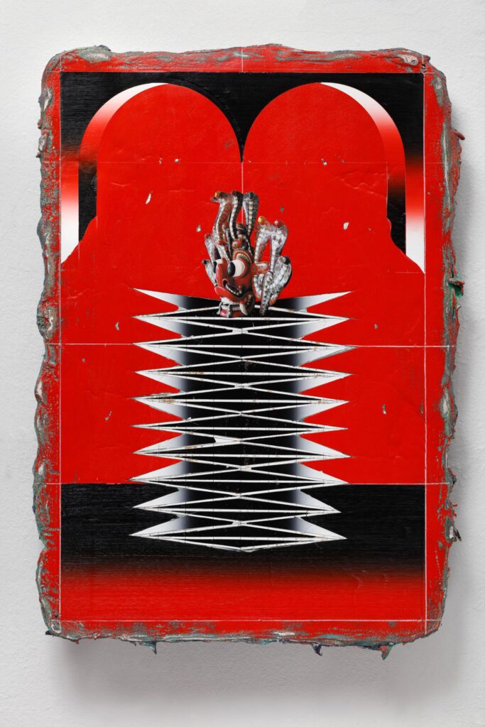 Untitled (Kabuki II), acrylic and collage on canvas, 60x40cm, 2022