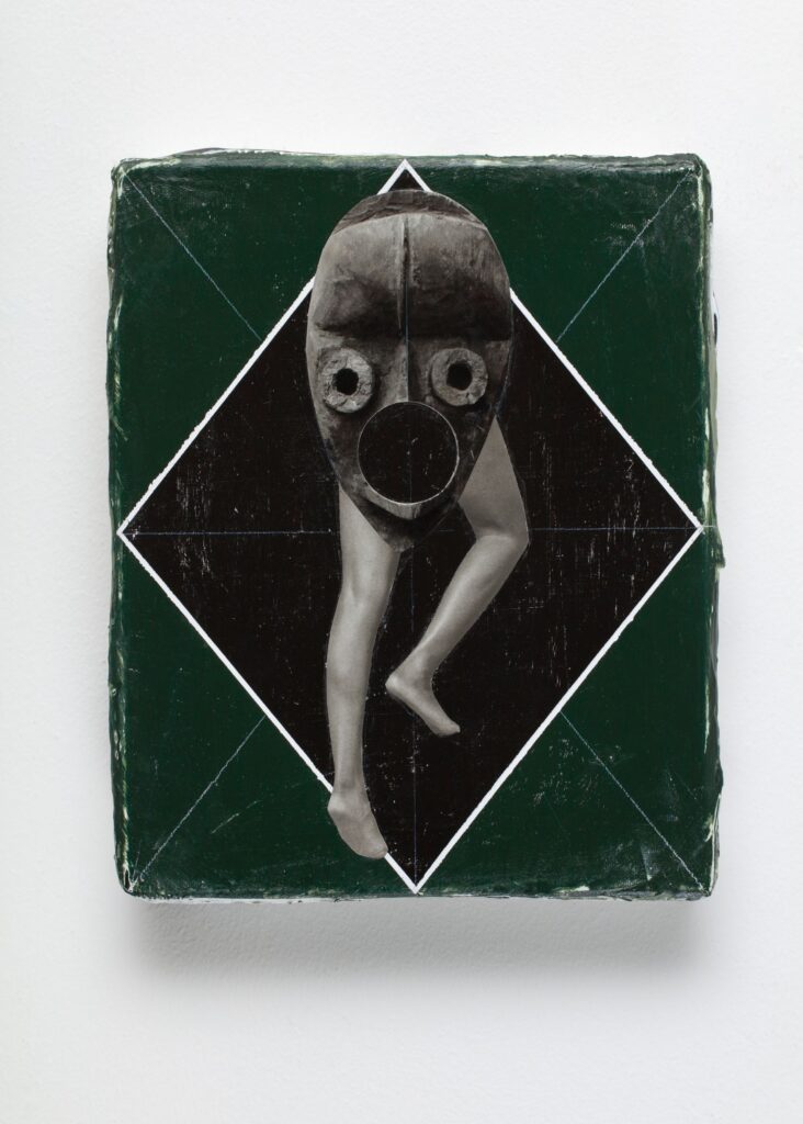 Untitled, acrylic, paper and oil pastel on canvas, 30x24cm, 2018