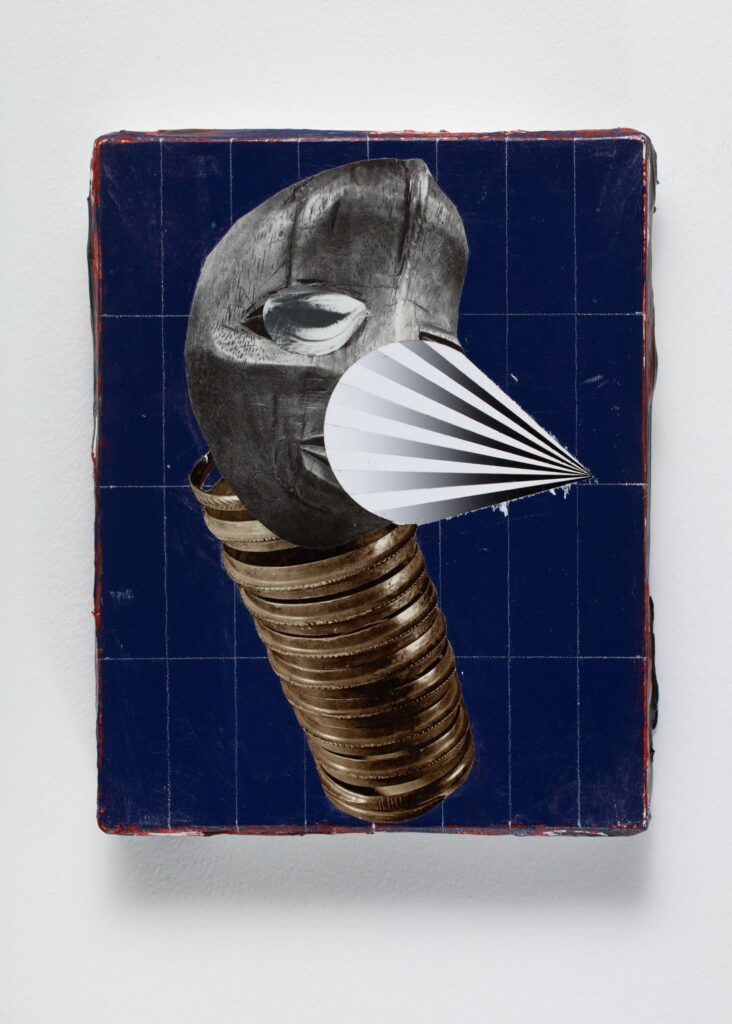 Untitled, acrylic, paper and oil pastel on canvas,30x24cm, 2018