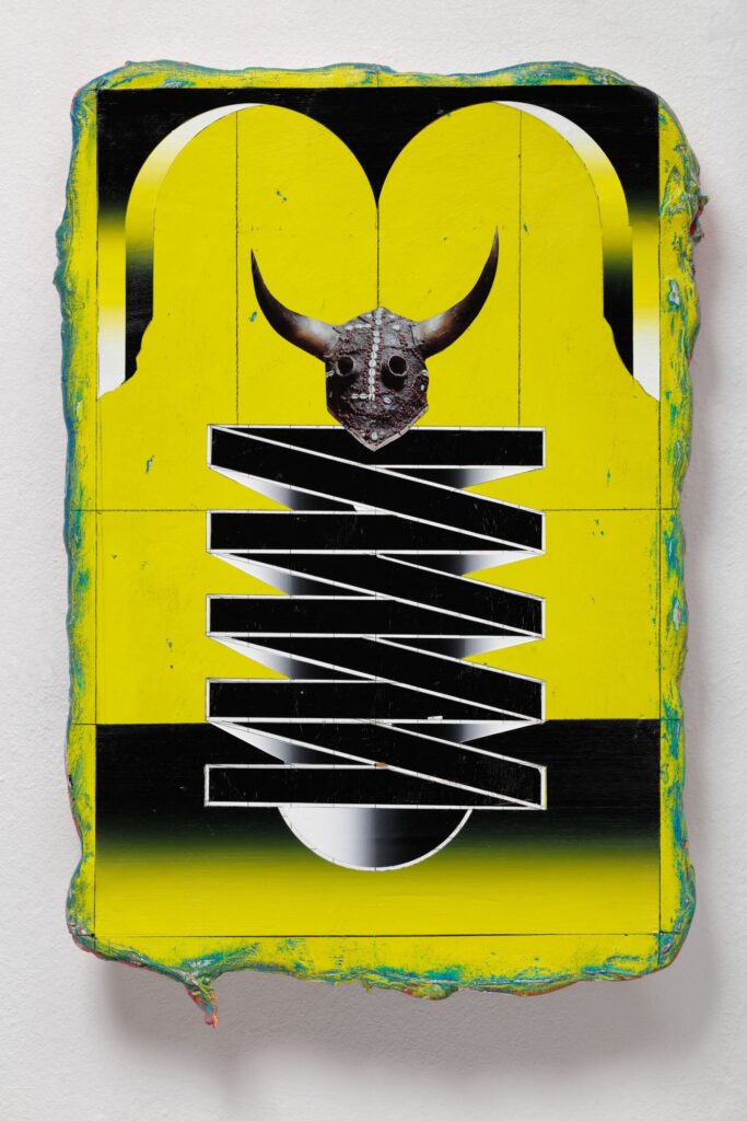 Untitled (Kabuki II), acrylic and collage on canvas, 60x40cm, 2022