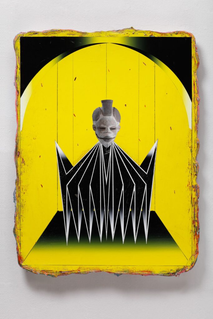 Untitled (Kabuki II), acrylic and collage on canvas, 80x70cm, 2022