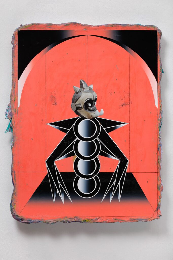 Untitled (Kabuki II), acrylic and collage on canvas, 80x70cm, 2022