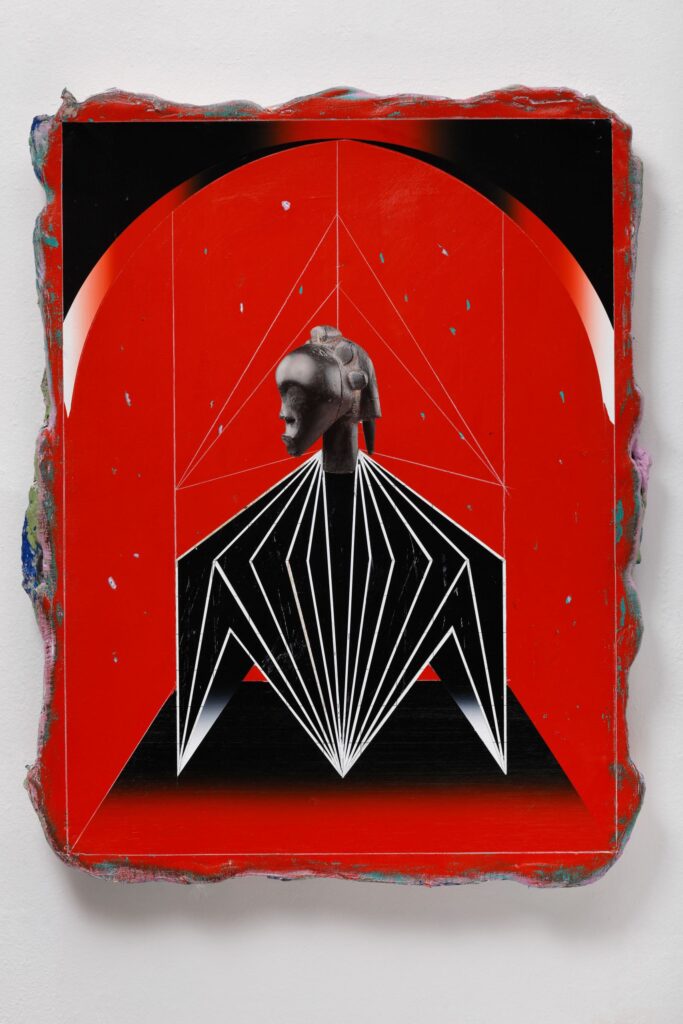 Untitled (Kabuki II), acrylic and collage on canvas, 80x70cm, 2022