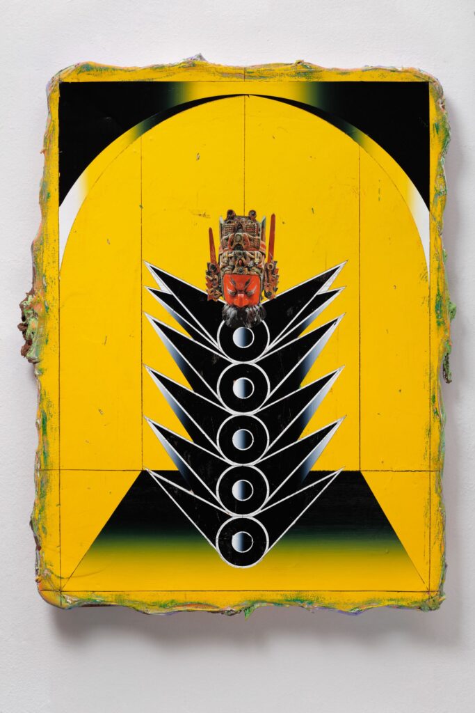 Untitled (Kabuki II), acrylic and collage on canvas, 80x70cm, 2022