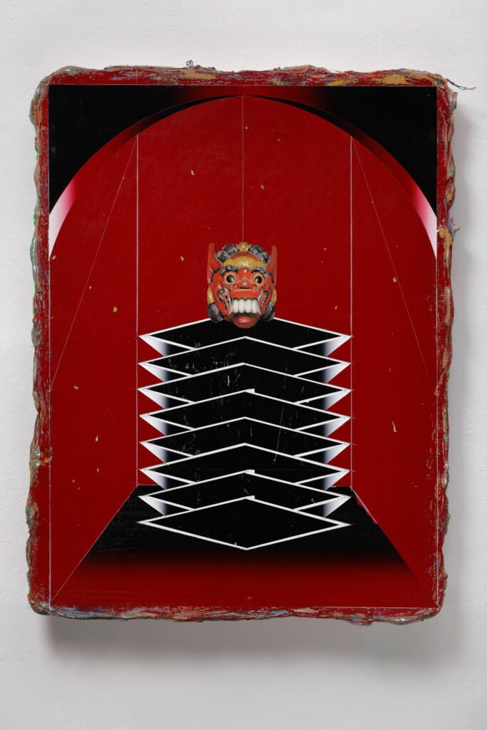 Untitled (Kabuki II), acrylic and collage on canvas, 80x70cm, 2022