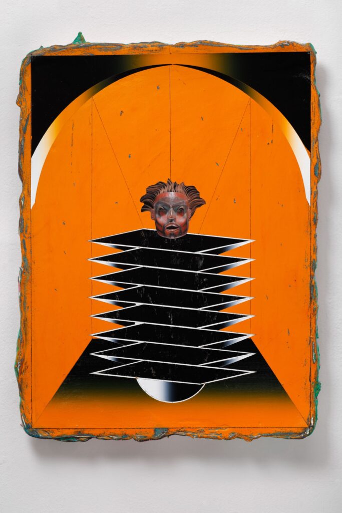 Untitled (Kabuki II), acrylic and collage on canvas, 80x70cm, 2022