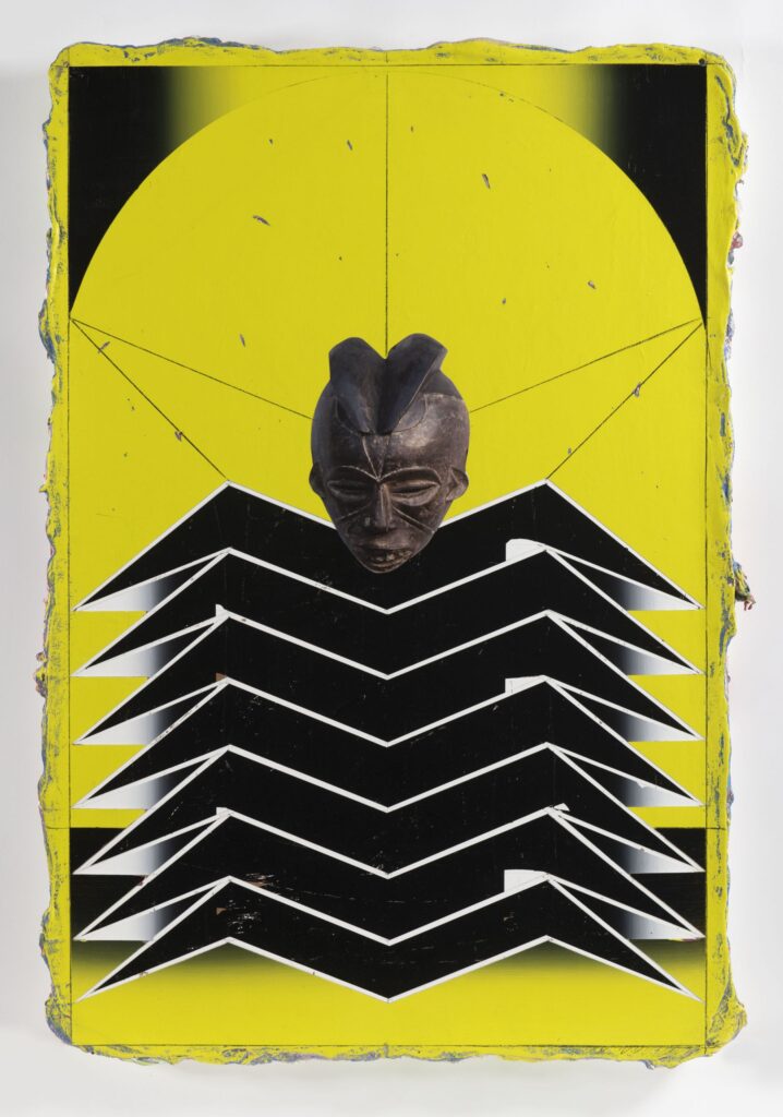 Untitled (Kabuki II), acrylic and collage on canvas, 90x60cm, 2022