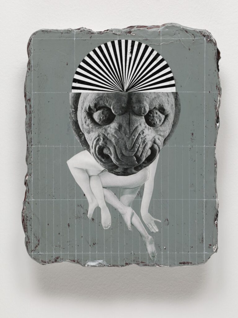 Untitled (The Cabinet), acrylic, wax pastel and paper on canvas, 30x24cm, 2019