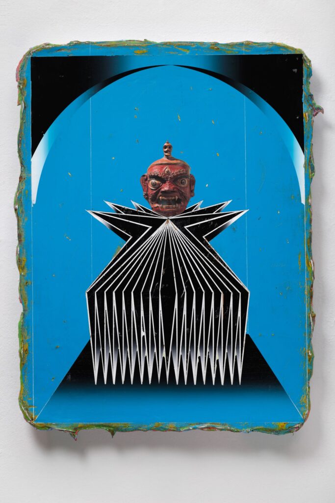 Untitled (Kabuki II), acrylic and collage on canvas, 80x70cm, 2022