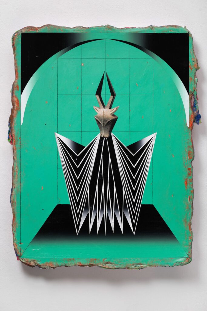 Untitled (Kabuki II), acrylic and collage on canvas, 80x70cm, 2022