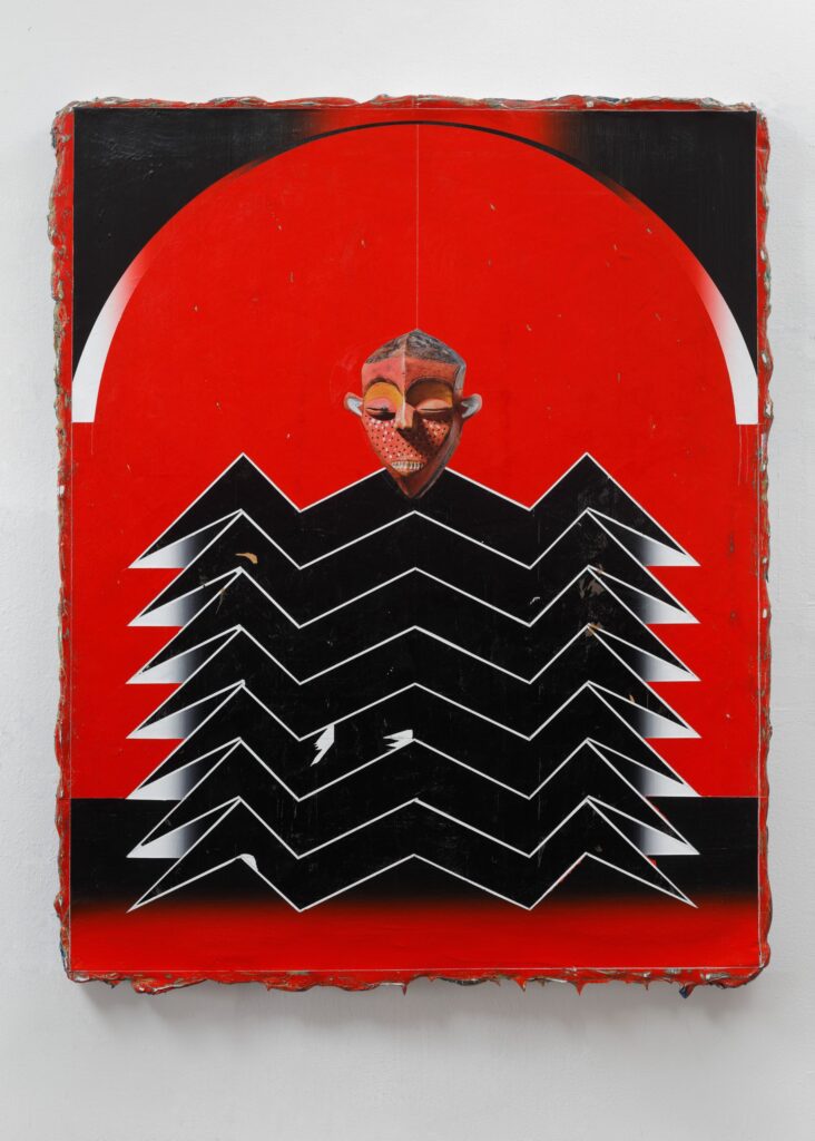 Untitled (Kabuki II), acrylic and collage on canvas, 2022