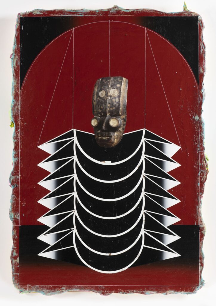 Untitled (Kabuki II), acrylic and collage on canvas, 90x60cm, 2022