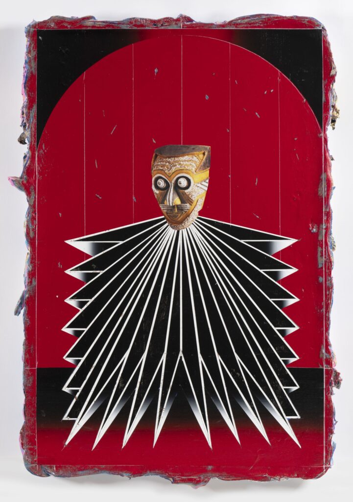 Untitled (Kabuki II), acrylic and collage on canvas, 90x60cm, 2022