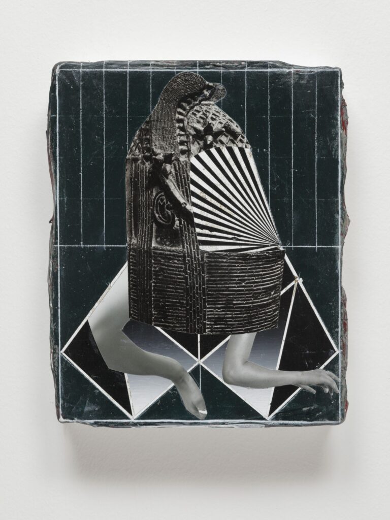 Untitled (Identity), acrylic, wax pastel and paper on canvas, 30x24cm, 2019