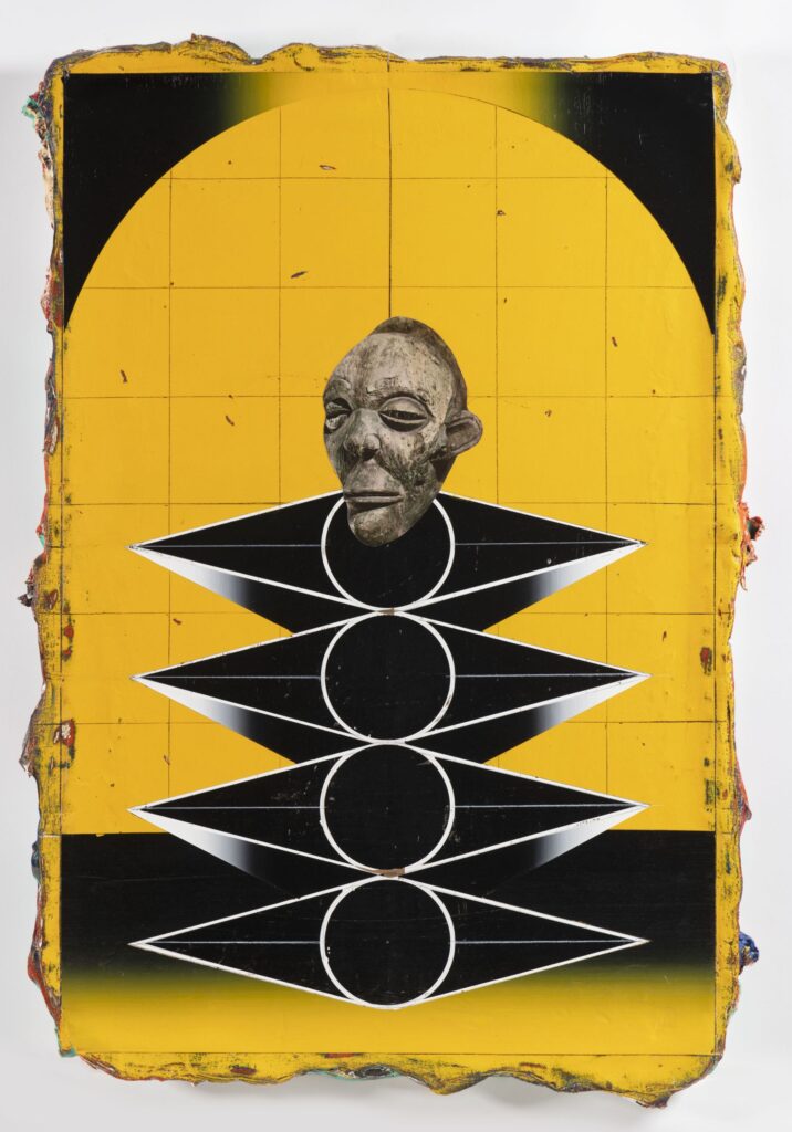 Untitled (Kabuki II), acrylic and collage on canvas, 90x60cm, 2022