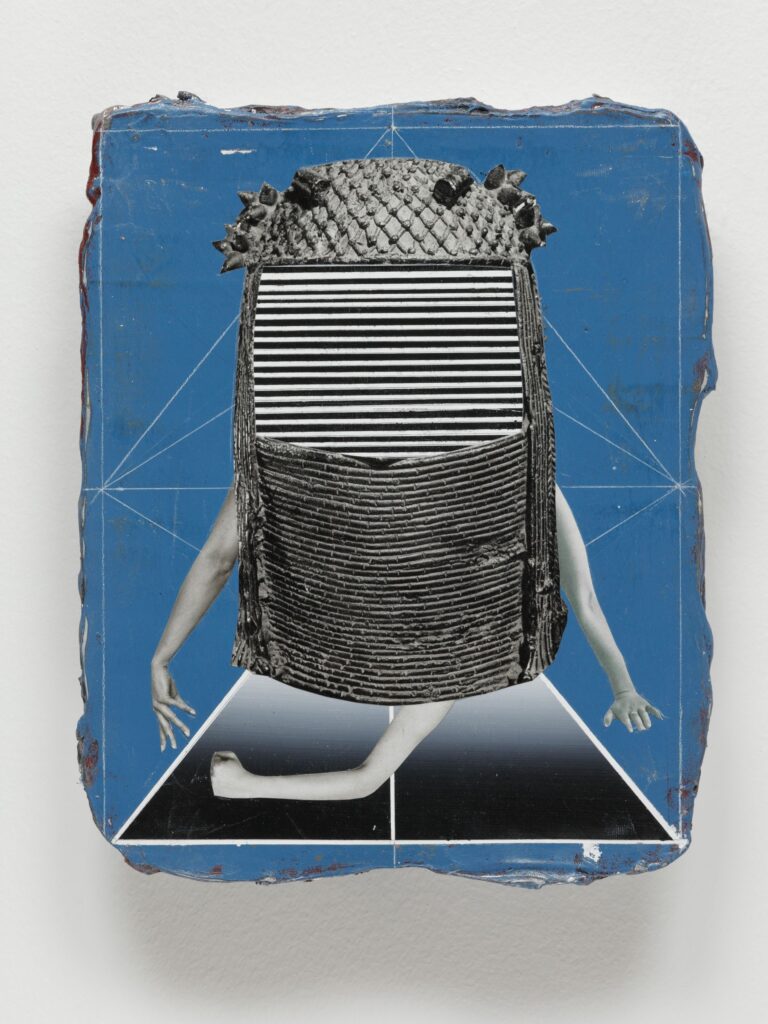 Untitled (Identity), acrylic, wax pastel and paper on canvas, 30x24cm, 2019