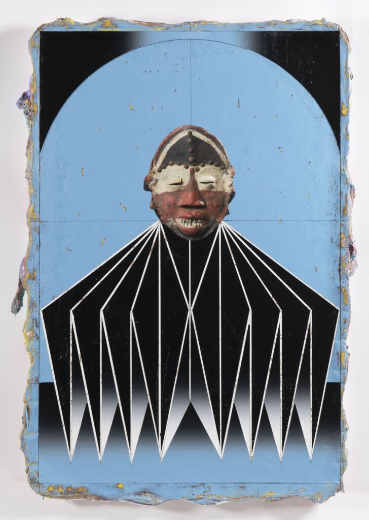 Untitled (Kabuki II), acrylic and collage on canvas, 90x60cm, 2022