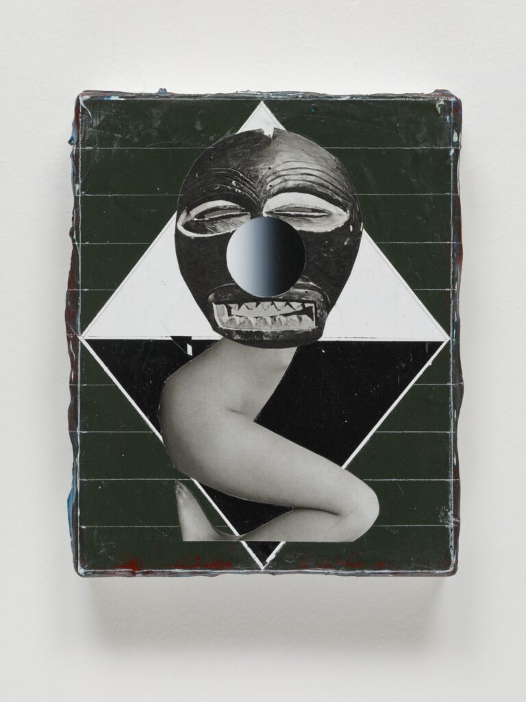 Untitled (The Cabinet), acrylic, wax pastel and paper on canvas, 30x24cm, 2019