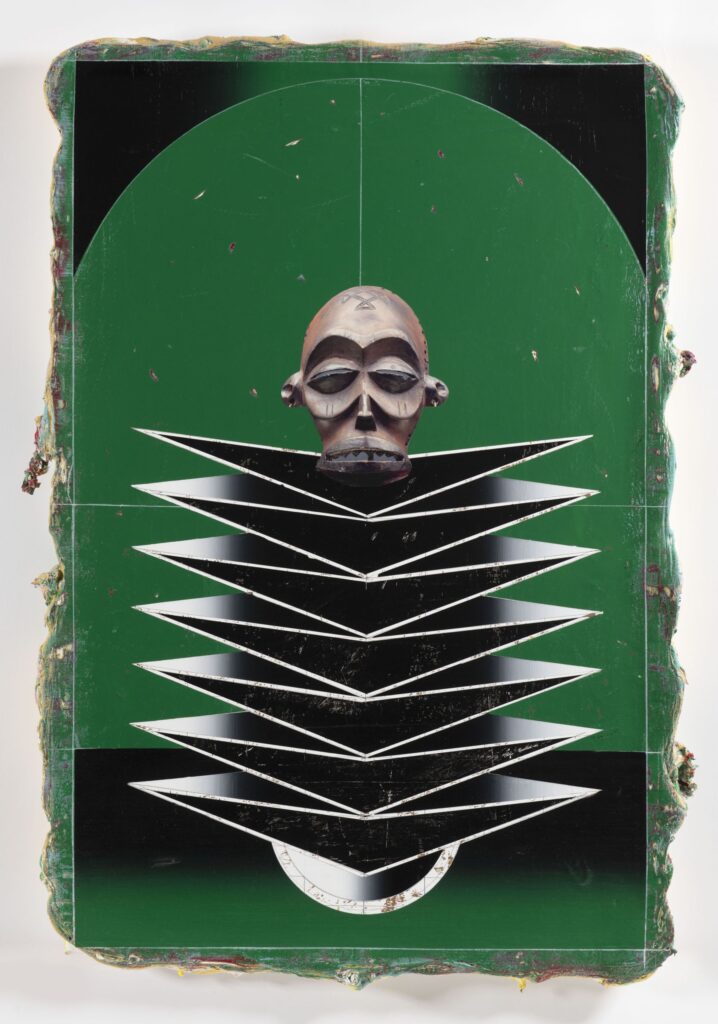 Untitled (Kabuki II), acrylic and collage on canvas, 90x60cm, 2022