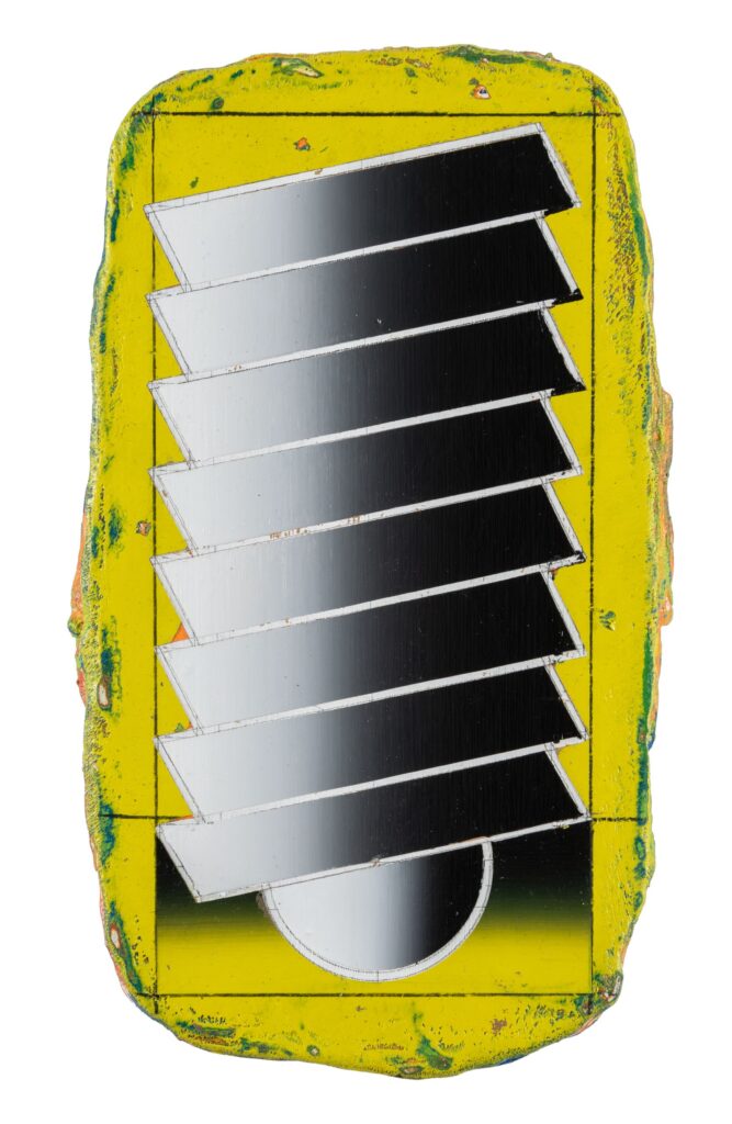 Untitled, acrylic and wax pastel on canvas, 20x10cm, 2014-2023