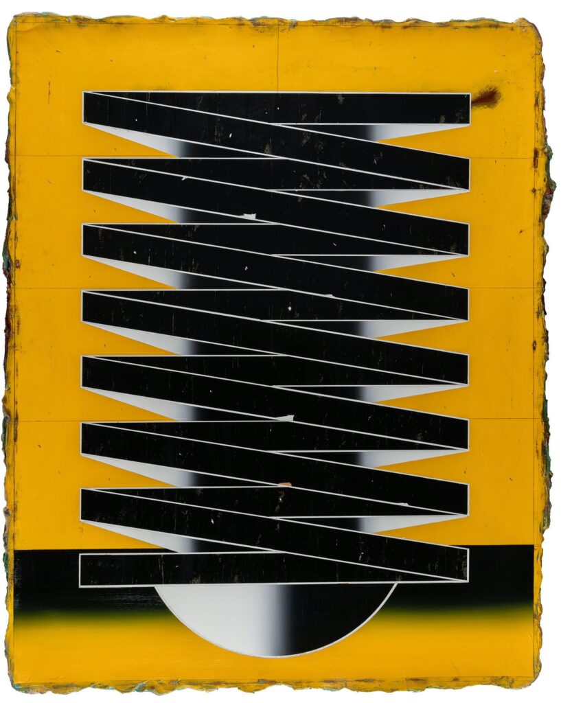 Untitled, acrylic and wax pastel on wooden panel, 200x160cm, 2022-2023