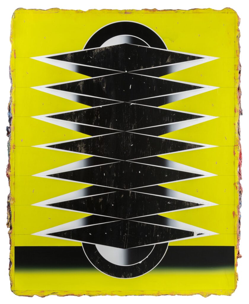 Untitled, acrylic and wax pastel on wooden panel, 190x150cm, 2022