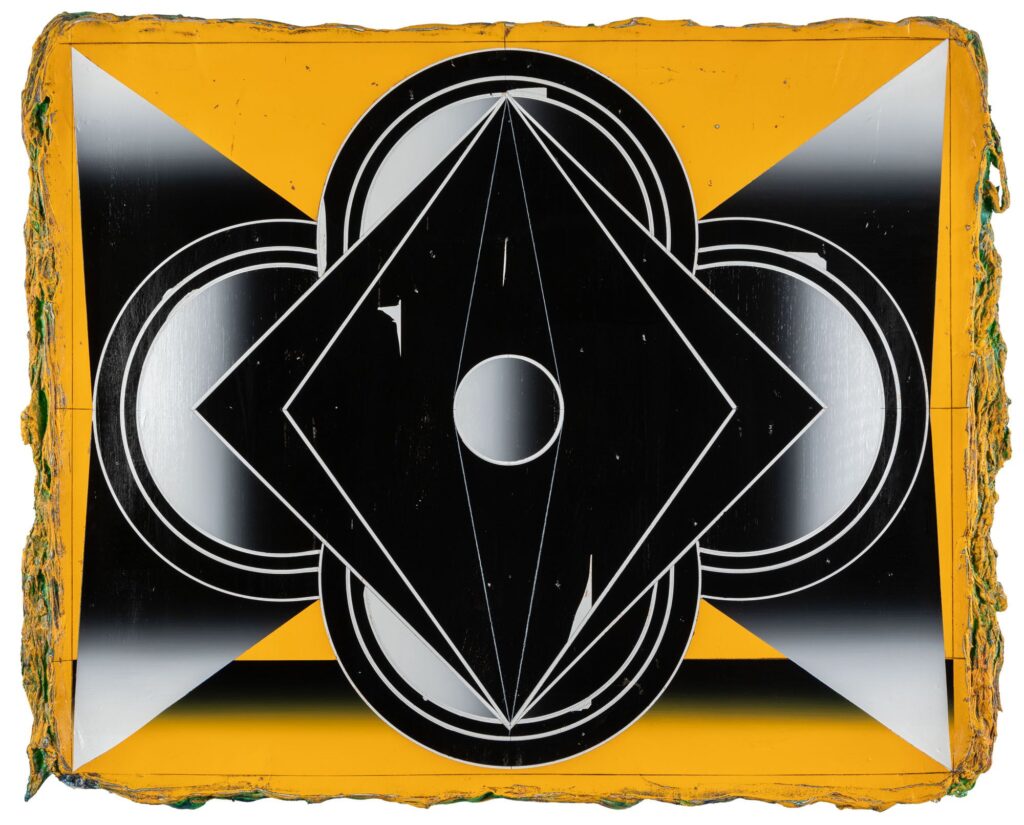 Untitled, acrylic and wax pastel on wood panel, 100x120 cm, 2023