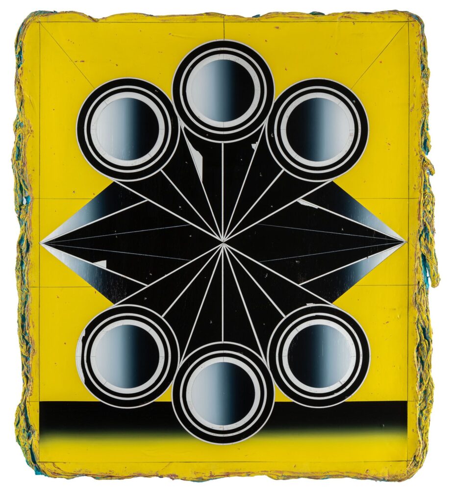 Untitled, acrylic and wax pastel on wooden panel, 120x100cm, 2023