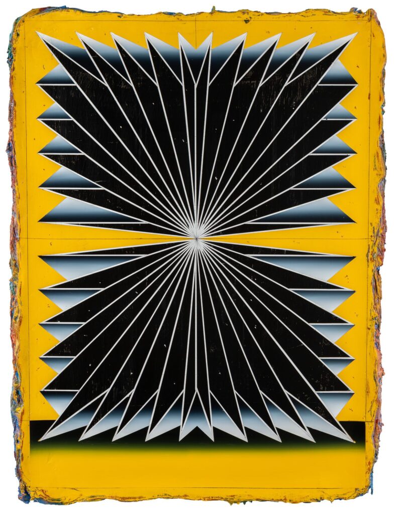 Untitled, acrylic and wax pastel on wooden panel, 140x100cm, 2023