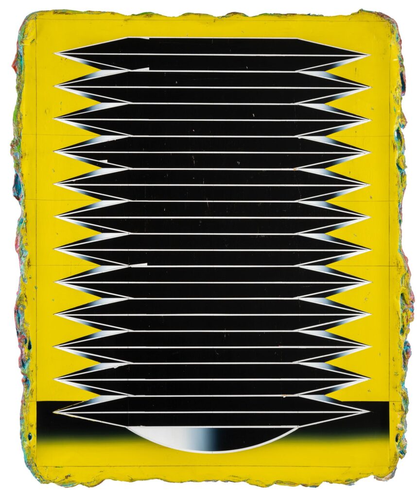 Untitled, acrylic and wax pastel on wooden panel, 140x110cm, 2023